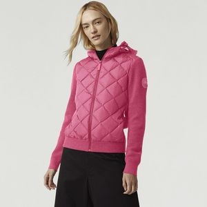 New Canada Goose Hybridge Quilted Knit Hoody Summit Pink XS Woman’s